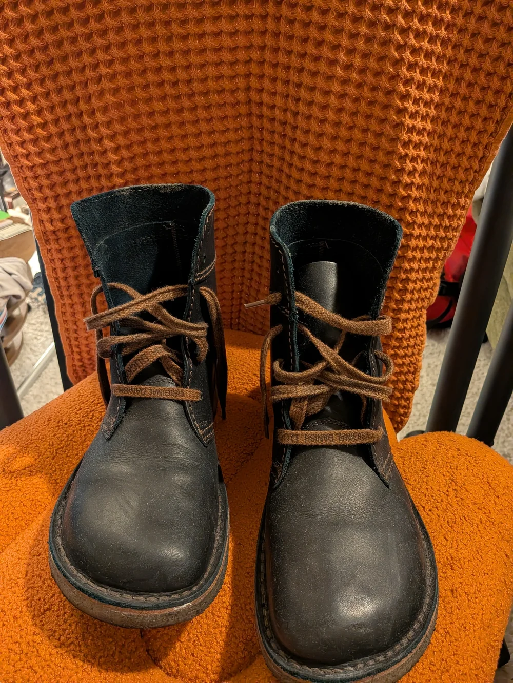 Men's Duckfeet Faborg Black Leather Lace-Up Boots with Brown Laces